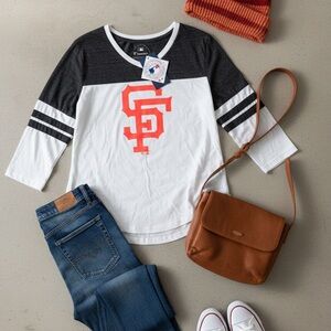 NWT FANATICS MLB Women’s San Francisco Giants Iconic Tri-Blend 3/4 Sleeve Tshirt